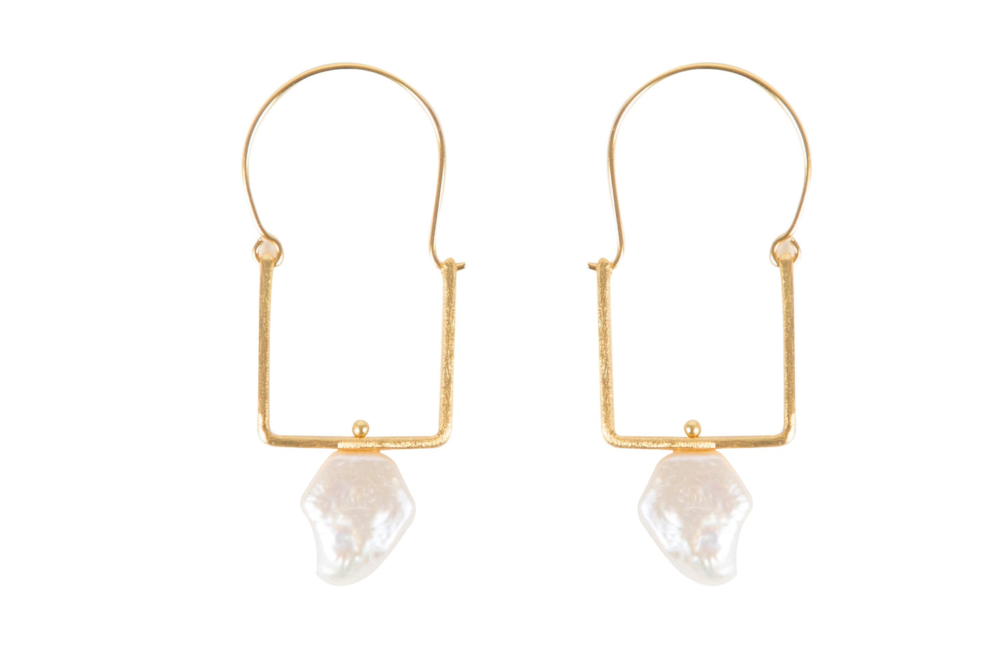 Pinkify Square Hoops with Baroque Pearl, Gold Tone, Handmade ( Minimum Order Size - 6)