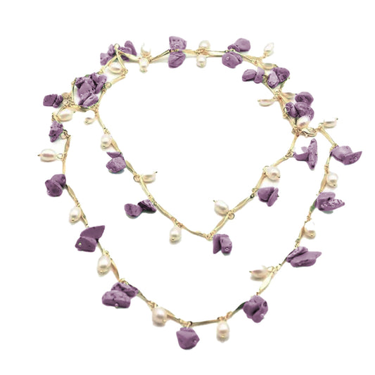 Pinkify Amethyst Pearl Long Necklace ( Minimum Order Size - 6)
